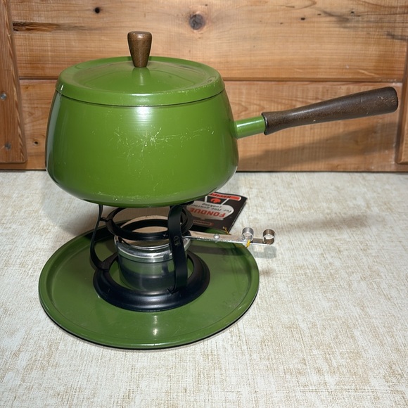 Vintage MCM  Avocado Green Fondue Set - By Nevco (NWT) - Picture 4 of 12